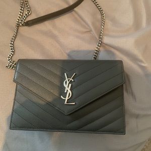 Saint Laurent mini wallet on chain grey
